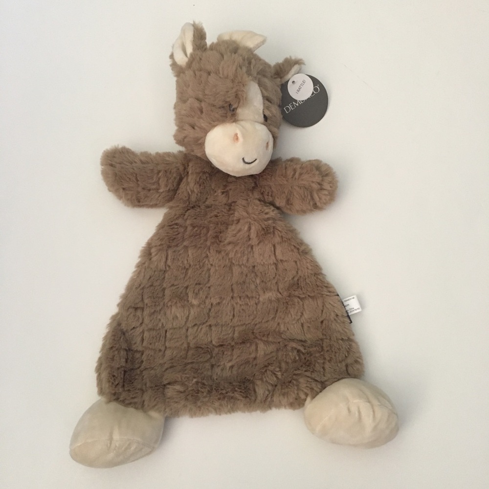 Penny Pony Rattle Blankie Lovey Soft Baby Toy Brown Comforter Lovie | Demdaco